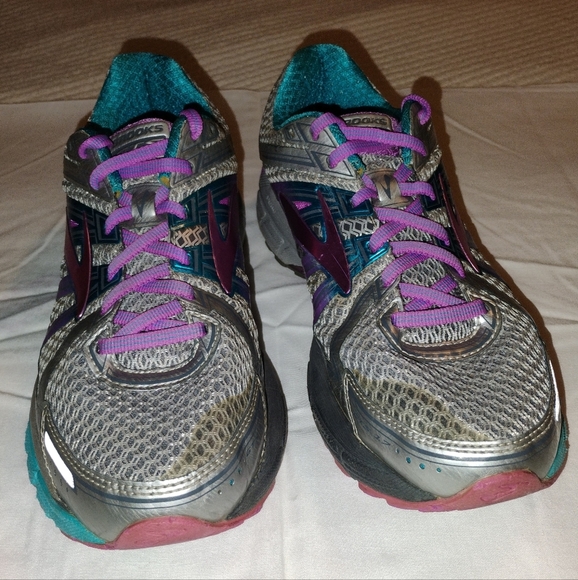 Brooks Adrenaline GTS 17 Running Shoes Silver/Purple Cactus Flower/Bluebird 8.5 - Picture 4 of 10